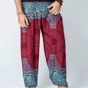 Smocked Harem Pants Jogger Mandala Tribal Summer Women S